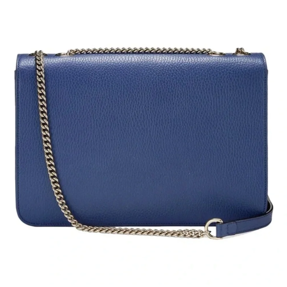 Gucci Interlocking GG Medium Leather Blue Crossbody Shoulder Bag - Picture 3 of 6